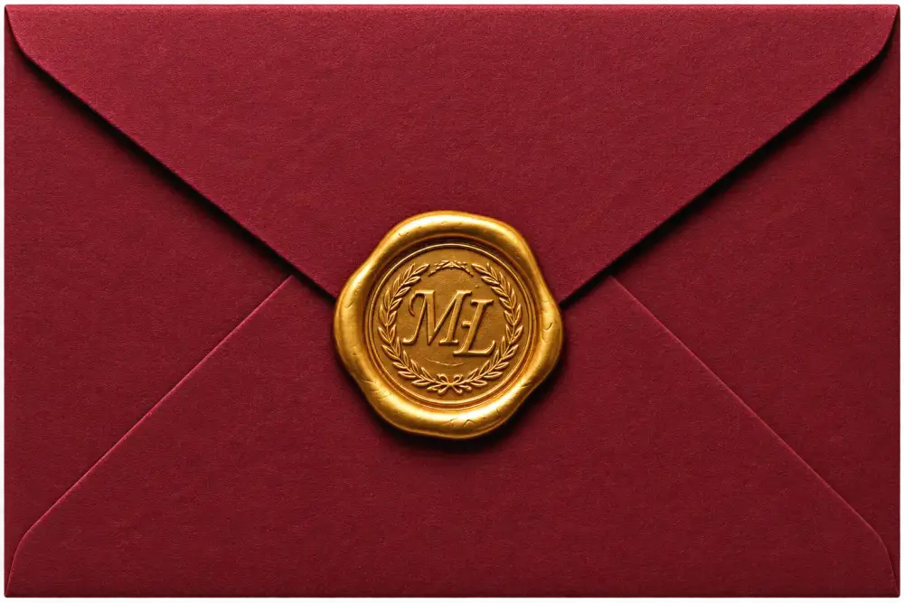 Envelope com lacre de cera sendo aberto